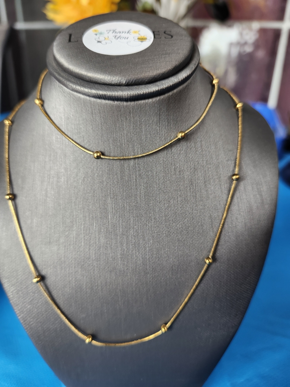 Gold Beaded Layered Necklace & Bracelet - Women's Jewelry
